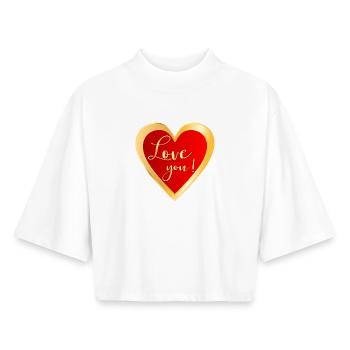 Ich liebe dich Herz - Boxy Frauen Recyceltes 1/2 Sleeved T-Shirt by Stanley/Stella - Weiß - Vorne - AI Model Female 172 dark (172cm)