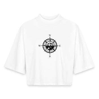 Berge - Das Abenteuer wartet auf Sie - Boxy Frauen Recyceltes 1/2 Sleeved T-Shirt by Stanley/Stella - Weiß - Vorne - AI Model Female 172 dark (172cm)