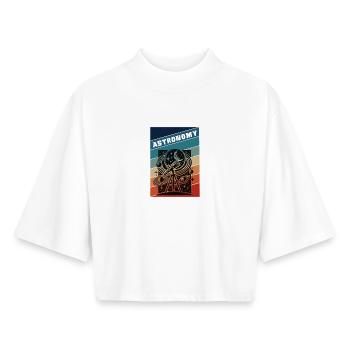 Style rétro astronomique - T-shirt femme coupe boxy recyclé manches mi-longues Stanley/Stella - blanc - Devant - AI Model Female 172 dark (172cm)