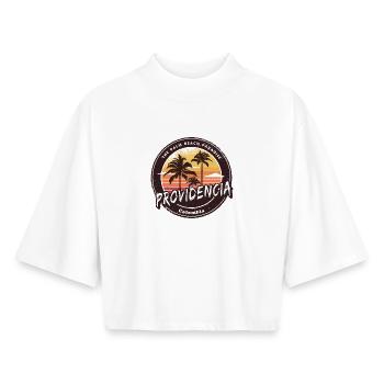 Providencia Palmen Strand Design - Boxy Frauen Recyceltes 1/2 Sleeved T-Shirt by Stanley/Stella - Weiß - Vorne - AI Model Female 172 dark (172cm)
