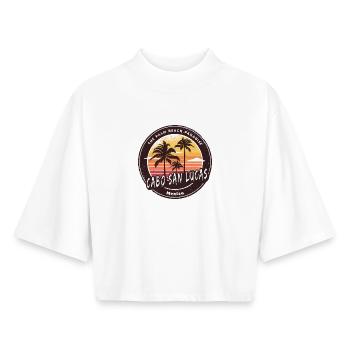 Cabo San Lucas Mexiko Palmen Strand Design - Boxy Frauen Recyceltes 1/2 Sleeved T-Shirt by Stanley/Stella - Weiß - Vorne - AI Model Female 172 dark (172cm)
