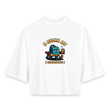 Ich seufze bei - Boxy Frauen Recyceltes 1/2 Sleeved T-Shirt by Stanley/Stella - Weiß - Vorne - AI Model Female 172 dark (172cm)
