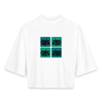 Conception du tracteur - T-shirt femme coupe boxy recyclé manches mi-longues Stanley/Stella - blanc - Devant - AI Model Female 172 dark (172cm)