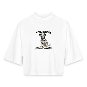 Dalmatian with Purple Collar - Boxy Women's Recycled 1/2 Sleeved T-Shirt by Stanley/Stella - white - Front - AI Model Female 172 dark (172cm)