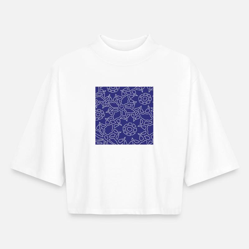 Linear Christmas geometric pattern - Boxy Women's Recycled 1/2 Sleeved T-Shirt by Stanley/Stella - white