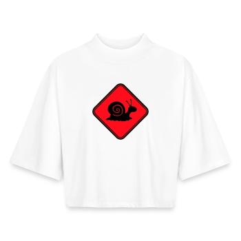 Snail Danger Caution Sign Warning - Boxy Women's Recycled 1/2 Sleeved T-Shirt by Stanley/Stella - white - Front - AI Model Female 172 dark (172cm)
