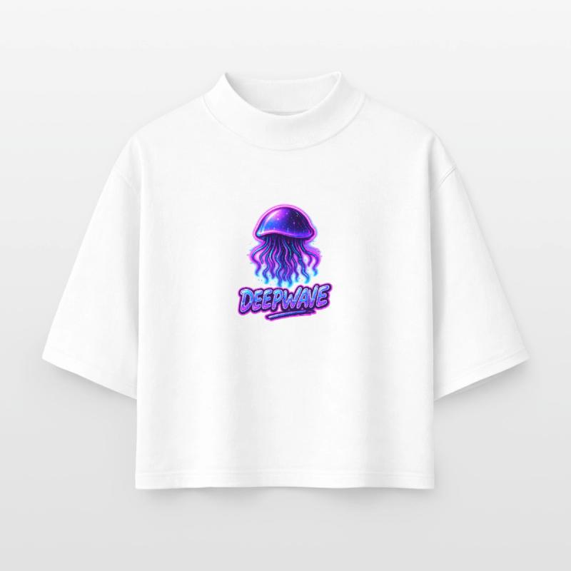Conception de méduse néon Deepwave T-shirt femme coupe boxy recyclé manches mi-longues Stanley/Stella