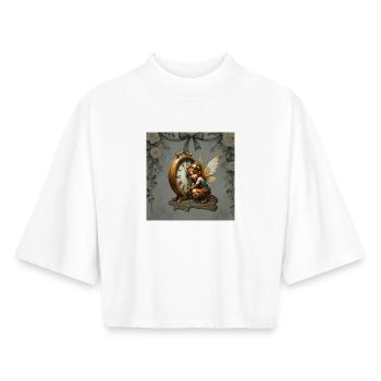 Zauberuhr mit mechanischer Fee - Boxy Frauen Recyceltes 1/2 Sleeved T-Shirt by Stanley/Stella - Weiß - Vorne - AI Model Female 172 dark (172cm)