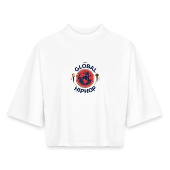 Global HipHop Globus Mikrofone - Boxy Frauen Recyceltes 1/2 Sleeved T-Shirt by Stanley/Stella - Weiß - Vorne - AI Model Female 172 dark (172cm)