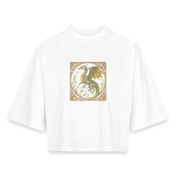 Golden Dragon - Boxy Women's Recycled 1/2 Sleeved T-Shirt by Stanley/Stella - white - Front - AI Model Female 172 dark (172cm)