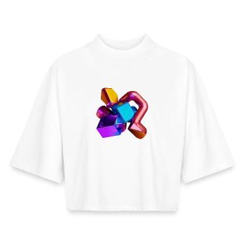 Abstrait 3D Géométrie Formes Coloré - T-shirt femme coupe boxy recyclé manches mi-longues Stanley/Stella - blanc - Devant - AI Model Female 172 dark (172cm)
