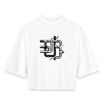 Intertwined Pipe Paths - Boxy Women's Recycled 1/2 Sleeved T-Shirt by Stanley/Stella - white - Front - AI Model Female 172 dark (172cm)