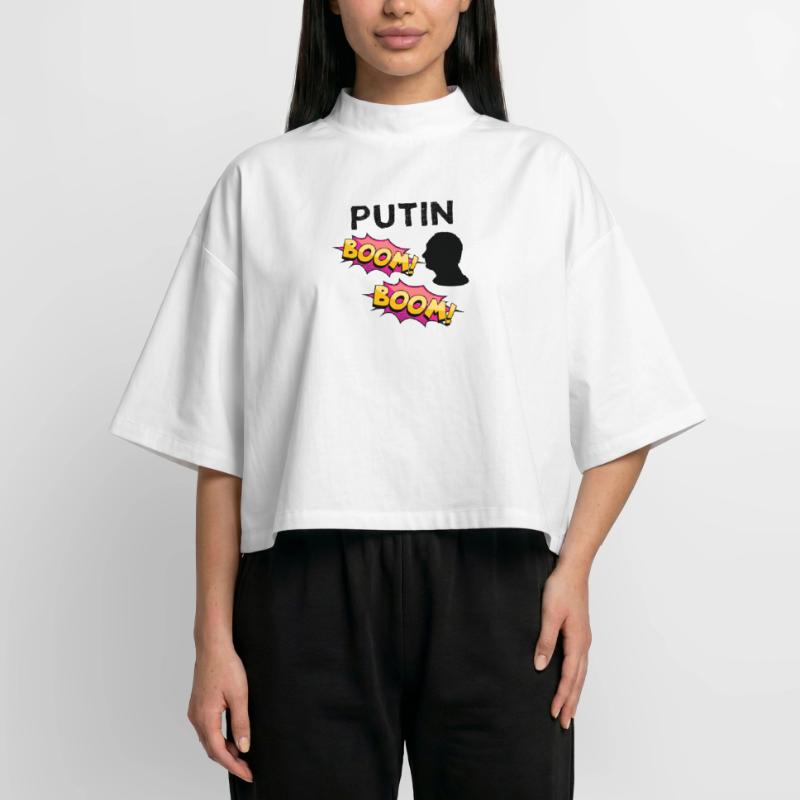 Poutine BOOM BD Explosion de couleurs T-shirt femme coupe boxy recyclé manches mi-longues Stanley/Stella