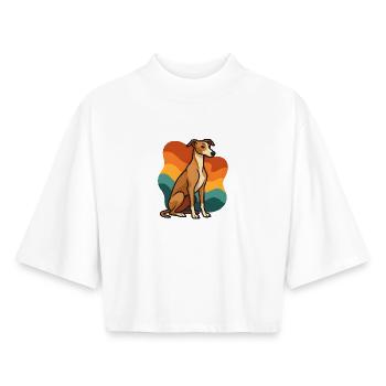 Greyhound dog in Sunset dog - Boxy Women's Recycled 1/2 Sleeved T-Shirt by Stanley/Stella - white - Front - AI Model Female 172 dark (172cm)