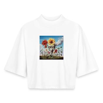 Surreal Sun Head Face - Boxy Women's Recycled 1/2 Sleeved T-Shirt by Stanley/Stella - white - Front - AI Model Female 172 dark (172cm)