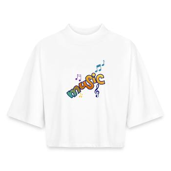 Musik und Noten - Boxy Frauen Recyceltes 1/2 Sleeved T-Shirt by Stanley/Stella - Weiß - Vorne - AI Model Female 172 dark (172cm)