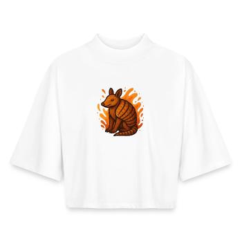 Flaming Armadillo - Boxy Women's Recycled 1/2 Sleeved T-Shirt by Stanley/Stella - white - Front - AI Model Female 172 dark (172cm)