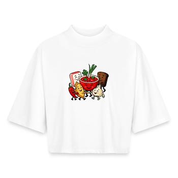 Bunter Borsch Freundschaft - Boxy Frauen Recyceltes 1/2 Sleeved T-Shirt by Stanley/Stella - Weiß - Vorne - AI Model Female 172 dark (172cm)