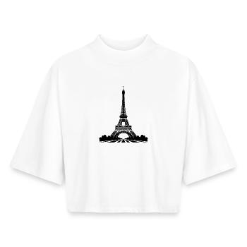 Eiffel Tower - The Soul of Paris – Steel Shadows - Boxy Women's Recycled 1/2 Sleeved T-Shirt by Stanley/Stella - white - Front - AI Model Female 172 dark (172cm)