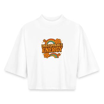 Unstoppable Energy Retro Rainbow - Boxy Women's Recycled 1/2 Sleeved T-Shirt by Stanley/Stella - white - Front - AI Model Female 172 dark (172cm)