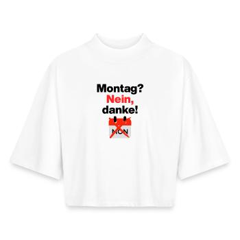 Montag? Nein, danke! Lustiges Motiv für Büromuffel - T-shirt femme coupe boxy recyclé manches mi-longues Stanley/Stella - blanc - Devant - AI Model Female 172 dark (172cm)