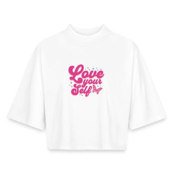 Love your Self Liebe Dich selber - Boxy Frauen Recyceltes 1/2 Sleeved T-Shirt by Stanley/Stella - Weiß - Vorne - AI Model Female 172 dark (172cm)