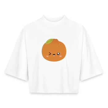 Kawaii Orange Wink Charakter - Boxy Frauen Recyceltes 1/2 Sleeved T-Shirt by Stanley/Stella - Weiß - Vorne - AI Model Female 172 dark (172cm)