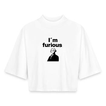 I'm Furious About Politics - Boxy Women's Recycled 1/2 Sleeved T-Shirt by Stanley/Stella - white - Front - AI Model Female 172 dark (172cm)
