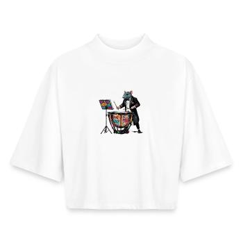 Pauken-Graffiti-Ratte am Schlagzeug - Boxy Frauen Recyceltes 1/2 Sleeved T-Shirt by Stanley/Stella - Weiß - Vorne - AI Model Female 172 dark (172cm)