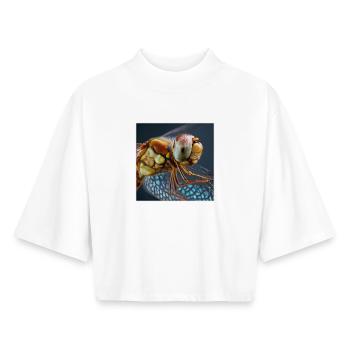 Extreme Dragonflies Macro Portrait Graphique de la Faune - T-shirt femme coupe boxy recyclé manches mi-longues Stanley/Stella - blanc - Devant - AI Model Female 172 dark (172cm)