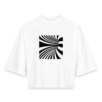 Monochrome Spiral Flux - Boxy Women's Recycled 1/2 Sleeved T-Shirt by Stanley/Stella - white - Front - AI Model Female 172 dark (172cm)