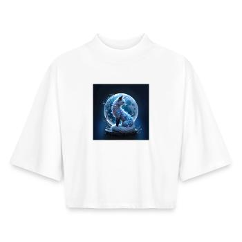 Blue Gem Lunar Fox - Boxy Women's Recycled 1/2 Sleeved T-Shirt by Stanley/Stella - white - Front - AI Model Female 172 dark (172cm)