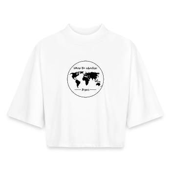 Where the adventure begins - T-shirt femme coupe boxy recyclé manches mi-longues Stanley/Stella - blanc - Devant - AI Model Female 172 dark (172cm)