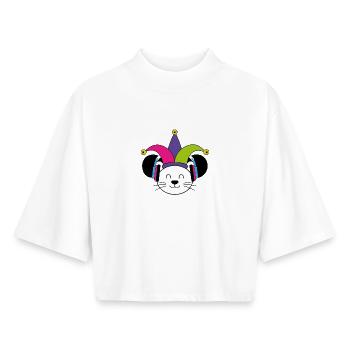 Souris de carnaval - T-shirt femme coupe boxy recyclé manches mi-longues Stanley/Stella - blanc - Devant - AI Model Female 172 dark (172cm)