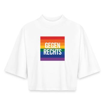 Gegen Rechts - Antifa Regenbogen Tee - Boxy Frauen Recyceltes 1/2 Sleeved T-Shirt by Stanley/Stella - Weiß - Vorne - AI Model Female 172 dark (172cm)