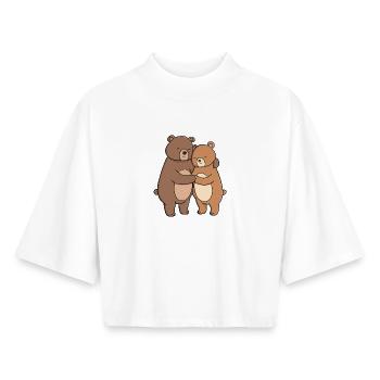 Cute Cuddly Loving Bears - Boxy Women's Recycled 1/2 Sleeved T-Shirt by Stanley/Stella - white - Front - AI Model Female 172 dark (172cm)