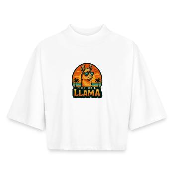 Détends comme un lama - T-shirt femme coupe boxy recyclé manches mi-longues Stanley/Stella - blanc - Devant - AI Model Female 172 dark (172cm)