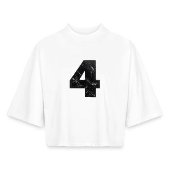 Grunge Quadruple with Scratches - Boxy Women's Recycled 1/2 Sleeved T-Shirt by Stanley/Stella - white - Front - AI Model Female 172 dark (172cm)