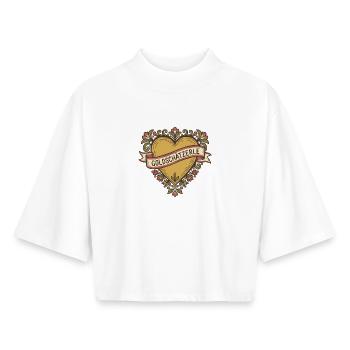 Goldschätzerle - Baden proverb dialect - Boxy Women's Recycled 1/2 Sleeved T-Shirt by Stanley/Stella - white - Front - AI Model Female 172 dark (172cm)