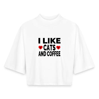 felino - T-shirt donna boxy riciclata a maniche a mezza lunghezza di Stanley/Stella - bianco - Fronte - AI Model Female 172 dark (172cm)