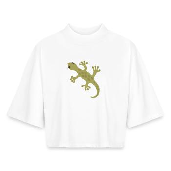 Motif de silhouette Gecko lime - T-shirt femme coupe boxy recyclé manches mi-longues Stanley/Stella - blanc - Devant - AI Model Female 172 dark (172cm)