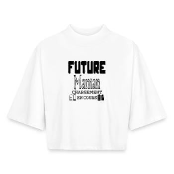 Future Maman Chargement En Cours - T-shirt femme coupe boxy recyclé manches mi-longues Stanley/Stella - blanc - Devant - AI Model Female 172 dark (172cm)