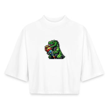 Schule Einschulung Dinosaurier Dino Schulkind 2026 - Boxy Frauen Recyceltes 1/2 Sleeved T-Shirt by Stanley/Stella - Weiß - Vorne - AI Model Female 172 dark (172cm)