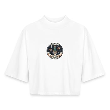 Rocket Journey to the Starry Sky Patch - Boxy Women's Recycled 1/2 Sleeved T-Shirt by Stanley/Stella - white - Front - AI Model Female 172 dark (172cm)
