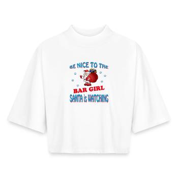 SANTA BAR GIRL - Boxy Frauen Recyceltes 1/2 Sleeved T-Shirt by Stanley/Stella - Weiß - Vorne - AI Model Female 172 dark (172cm)