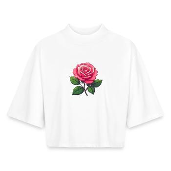Pink Rose - Boxy Women's Recycled 1/2 Sleeved T-Shirt by Stanley/Stella - white - Front - AI Model Female 172 dark (172cm)