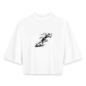 100m Sprinter in Comic-Ink style - Boxy Women's Recycled 1/2 Sleeved T-Shirt by Stanley/Stella - white - Front - AI Model Female 172 dark (172cm)