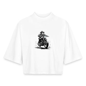 Teenager on modern café racer - Boxy Women's Recycled 1/2 Sleeved T-Shirt by Stanley/Stella - white - Front - AI Model Female 172 dark (172cm)