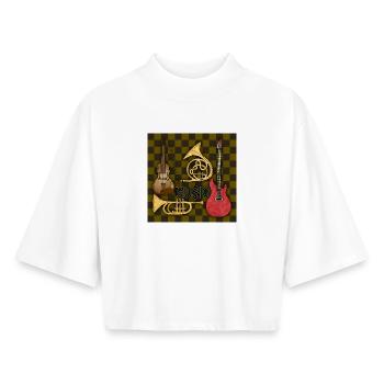 Musical instruments - Boxy Women's Recycled 1/2 Sleeved T-Shirt by Stanley/Stella - white - Front - AI Model Female 172 dark (172cm)