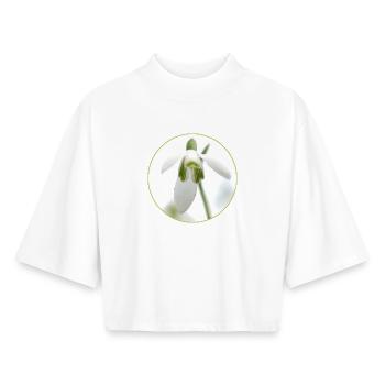 Source de la Fleur de Perce-Neige - T-shirt femme coupe boxy recyclé manches mi-longues Stanley/Stella - blanc - Devant - AI Model Female 172 dark (172cm)